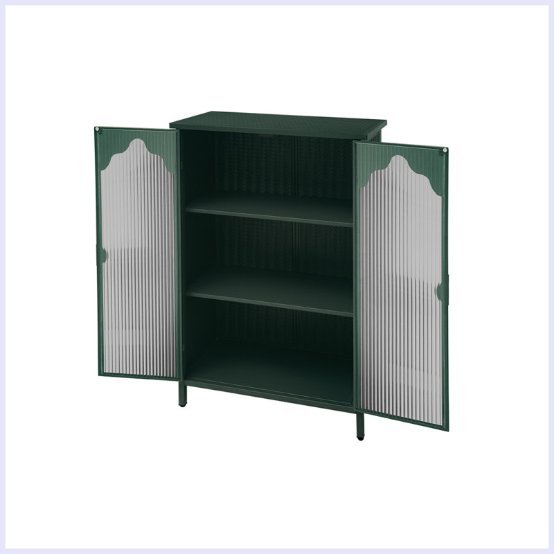 Vitrine avec portes en verre, Vert foncé
