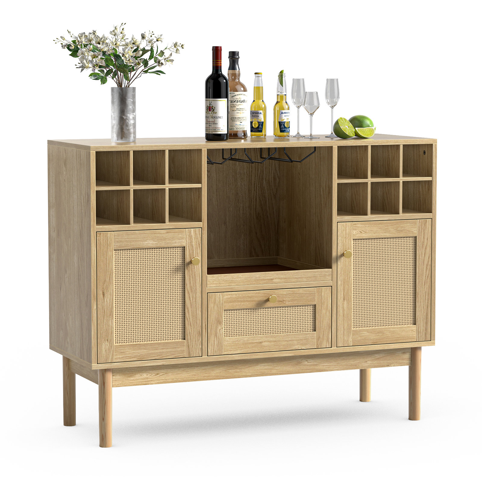 Bay Isle Home Bar Boho Liquor With Wine Racks