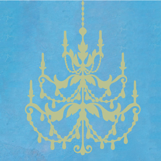 Décalcomanie murale lustre française, Céladon, H 24 po x l 16 po x P 0,01 po