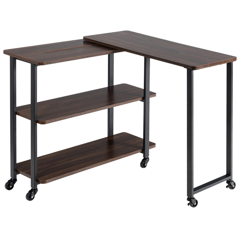 Bureau en L Ercan, Noyer / Noir