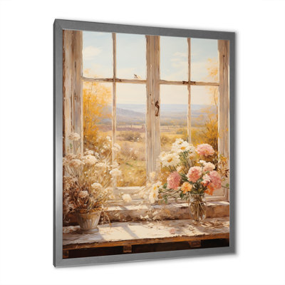 Art floral rétro sur les prairies, vue de fenêtre 3