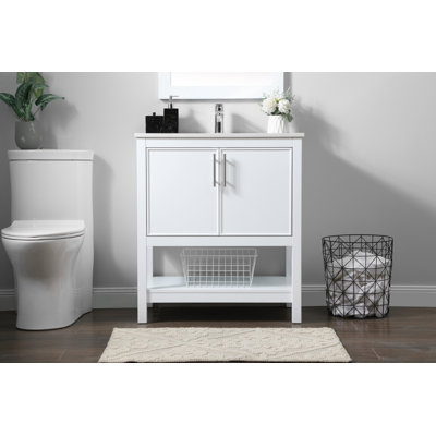 Everett 30'' Single Bathroom Vanity with Engineered Marble Top