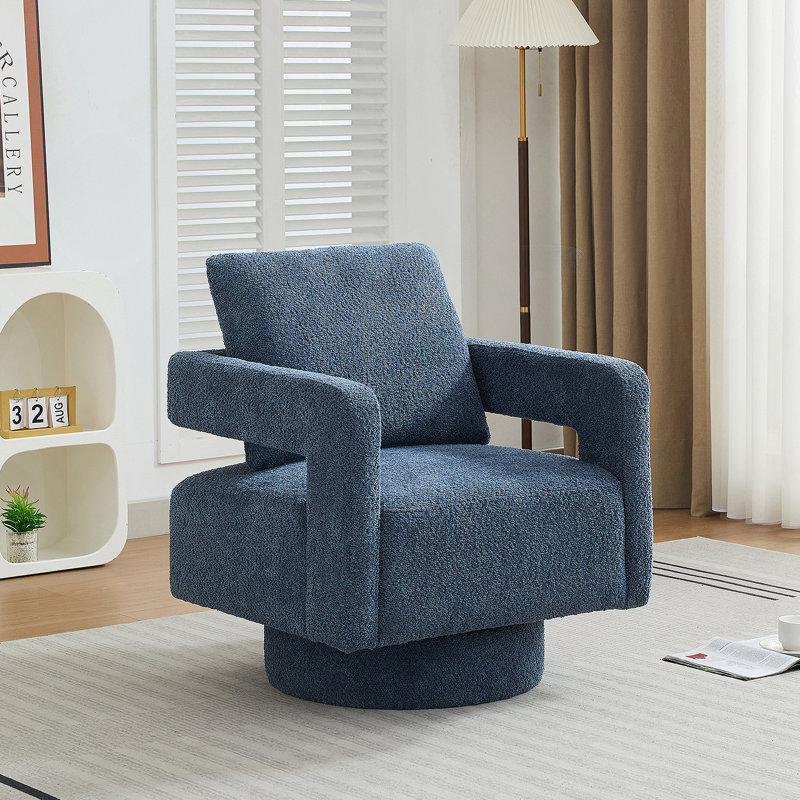 29.13" W Square Swivel Accent Chair, Modern Rotating Arm Chair With Open Back,360 Degree Rotation, Lounge Club Chair With Removable Back Cushion For Living Room, Hotel, Bed Room