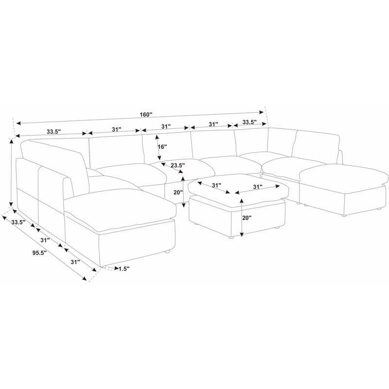 Arfsten 10 - Piece Corduroy Sectional