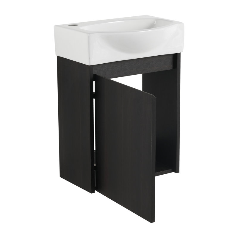 Meuble-lavabo de salle de bain 16 po pour petits espaces, Noir