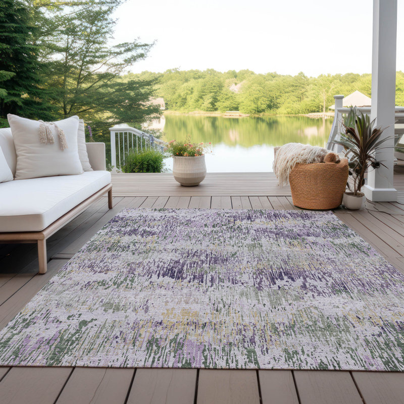 Tapis mauve lavable intérieur / extérieur Laurisse , 8 pi x 10 pi