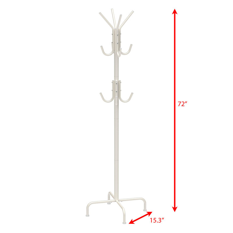 Standing Coat and Hat Hanger Organizer Rack, White