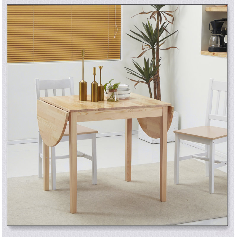 Table de cuisine à abattants en bois massif avec conception pliable pour les espaces repas compacts et utilisation quotidienne polyvalente