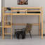 Lit mezzanine simple taille haute (bois d'hévéa) - barrière de sécurité, bureau intégré et échelle-1990254374