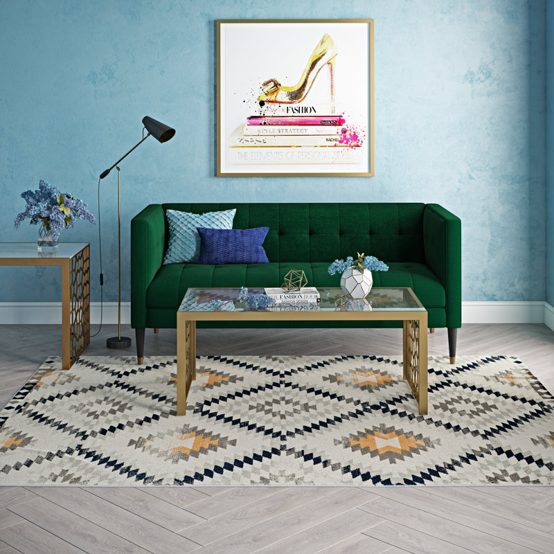 Bodrum Tribal Kilim Gold Area Rug, Rectangle 8' x 10'