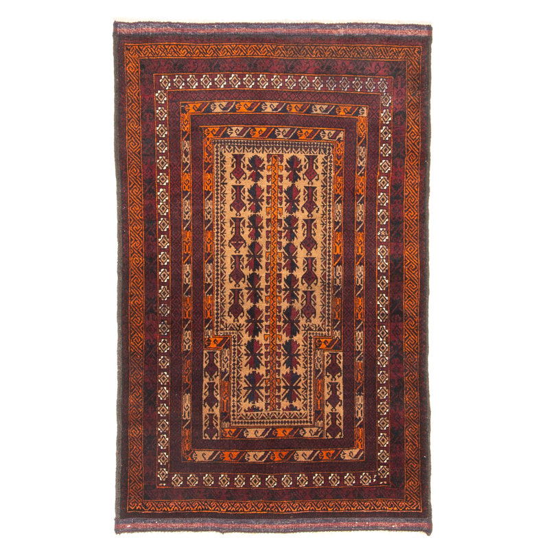 Tapis brun clair Teimani 2 pi 11 po x 4 pi 9 po