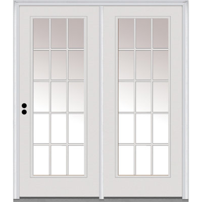 Steel Patio with Clear Glass 15 Lite External Grilles Primed