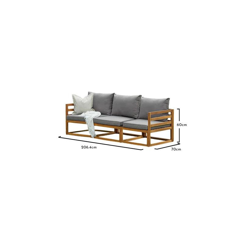 Rimasha 3 Seater Wooden Garden Sofa Set, Beige
