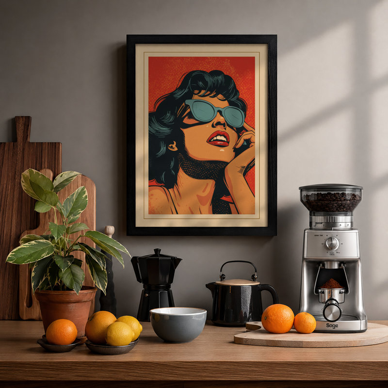Bold Glamour Pop Art - Print, A1 - 84.1 x 59.4 cm, Black