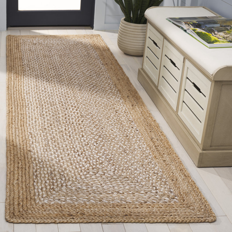 Tapis de couleur unie en fibres de naturelles de jute et de coton tissées à la main avec envers en latex Marie