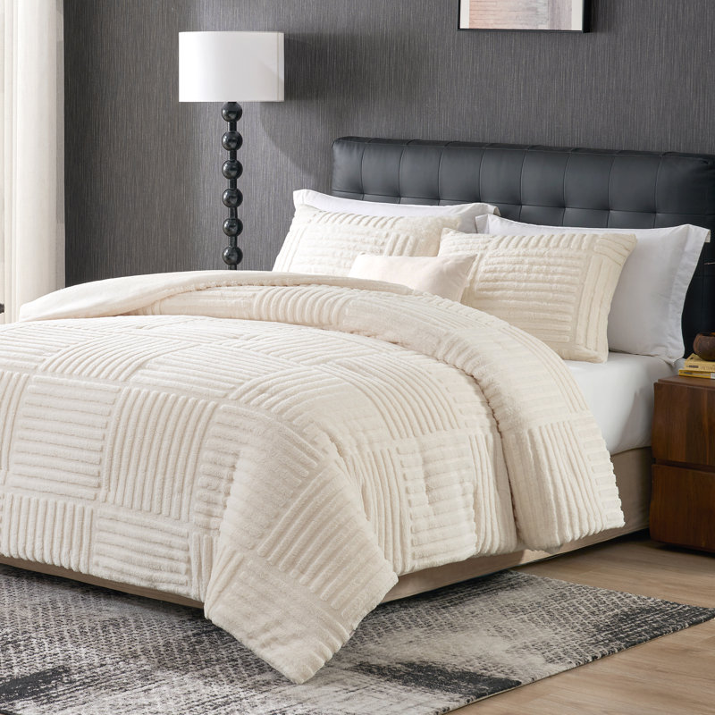 Ensemble d'édredon Sherpa, Édredon grand + 2 taies d'oreiller standard, Kaki