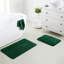 Ensemble de tapis de salle de bain en microfibre vert foncé 17 po x 24 po - Tapis de bain épais et antidérapant, lavable à la machine, pour plancher de salle de bain, baignoire et douche