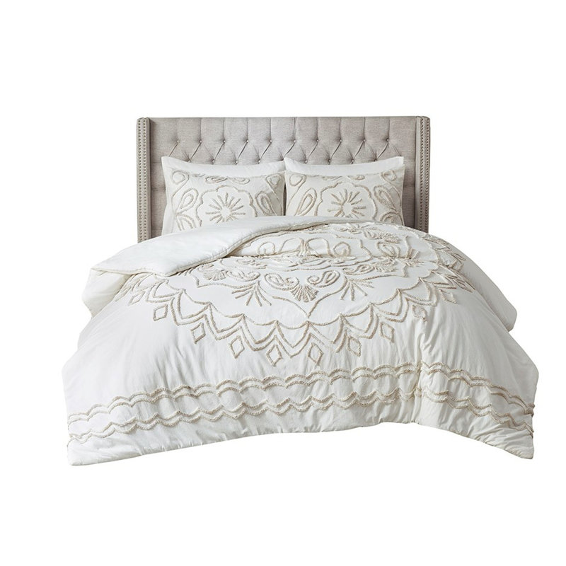 Housse de couette en coton chenille 3 pièces double / grand - chenille de taille élégante et décontractée, lavable