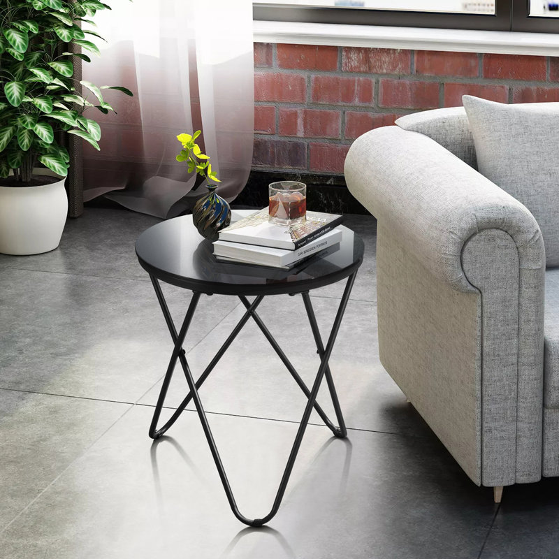 Jyhiem Glass Top Cross Legs End Table