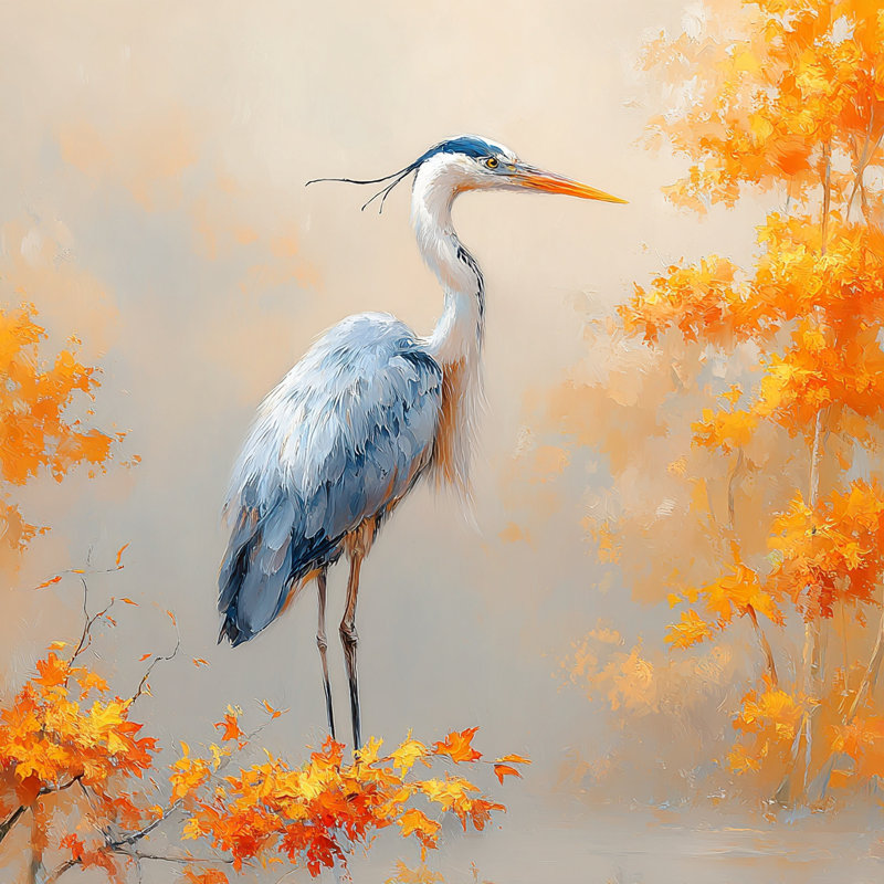 Golden Grove Heron - Wrapped Canvas Wall Art