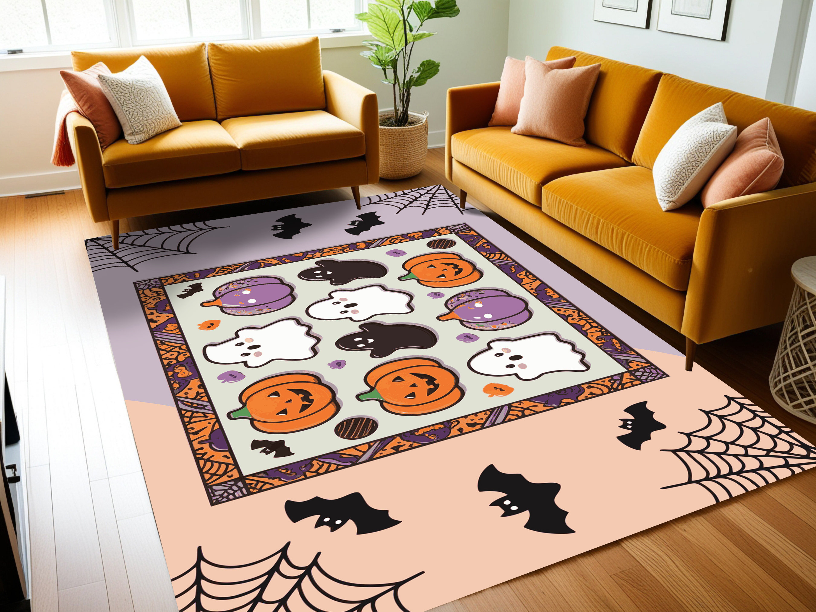 The Holiday Aisle® Washable Halloween Fall Season Holiday Rug | Wayfair
