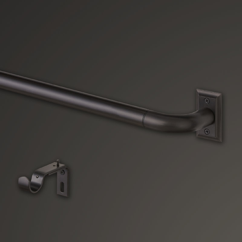 Modern Dark Brown Steel Wall Mounted Blackout Curtain Rod Set