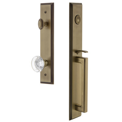 Carré Handleset with Single Cylinder Deadbolt and Door Knob and Rosette