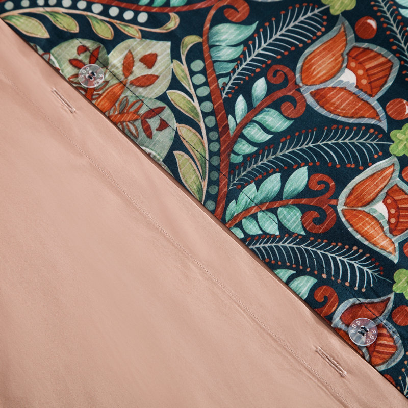 Bohemian Sateen Damask Duvet Cover, King Duvet Cover + 2 Shams