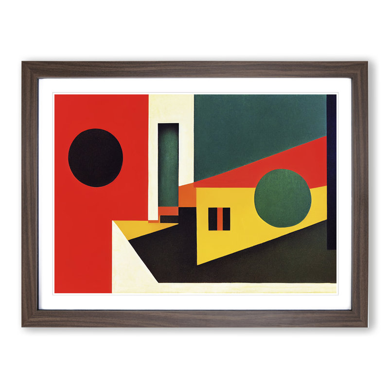 XH1022-7619X Scandinavian Abstract Vol.1 1 Piece Single Picture Frame Painting, 46cm H x 64cm W x 2cm D, Walnut