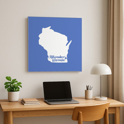 Home Sweet Milwaukee — Silhouette de l'État du Wisconsin — Décoration murale carrée en métal