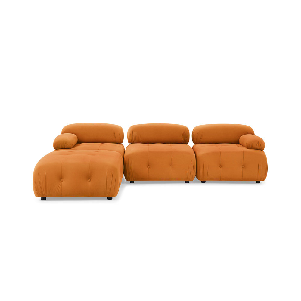 Latitude Run® 4 - Piece Velvet Sectional & Reviews | Wayfair