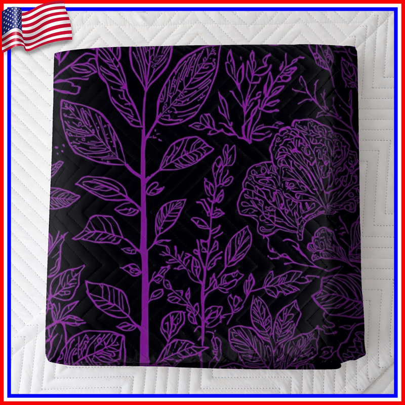 Couvre-lit matelassé mauve Botanical Illustration, Lit simple