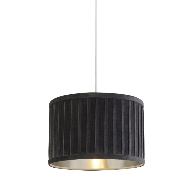 Drum Pendant Shade ( Uno ), 20cm H x 30cm W x 30cm D, Grey/Silver