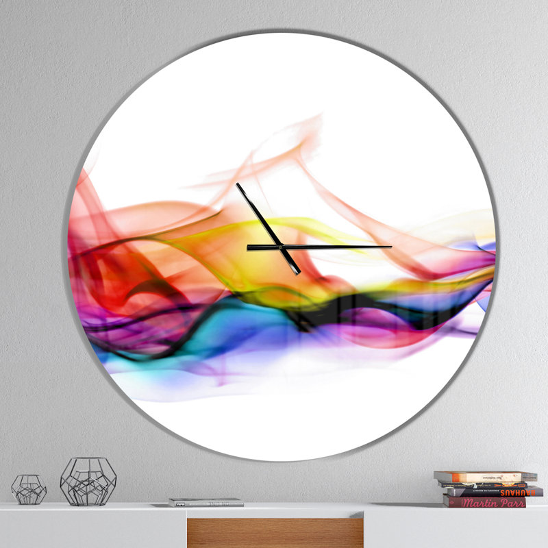 Abstract Smoke - Abstract Round Metal Clock, Oversized