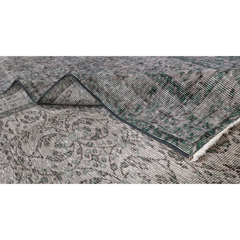 Tapis 6 pi x 9 pi gris teint pour intérieur moderne, revêtement de sol turc noué à la main