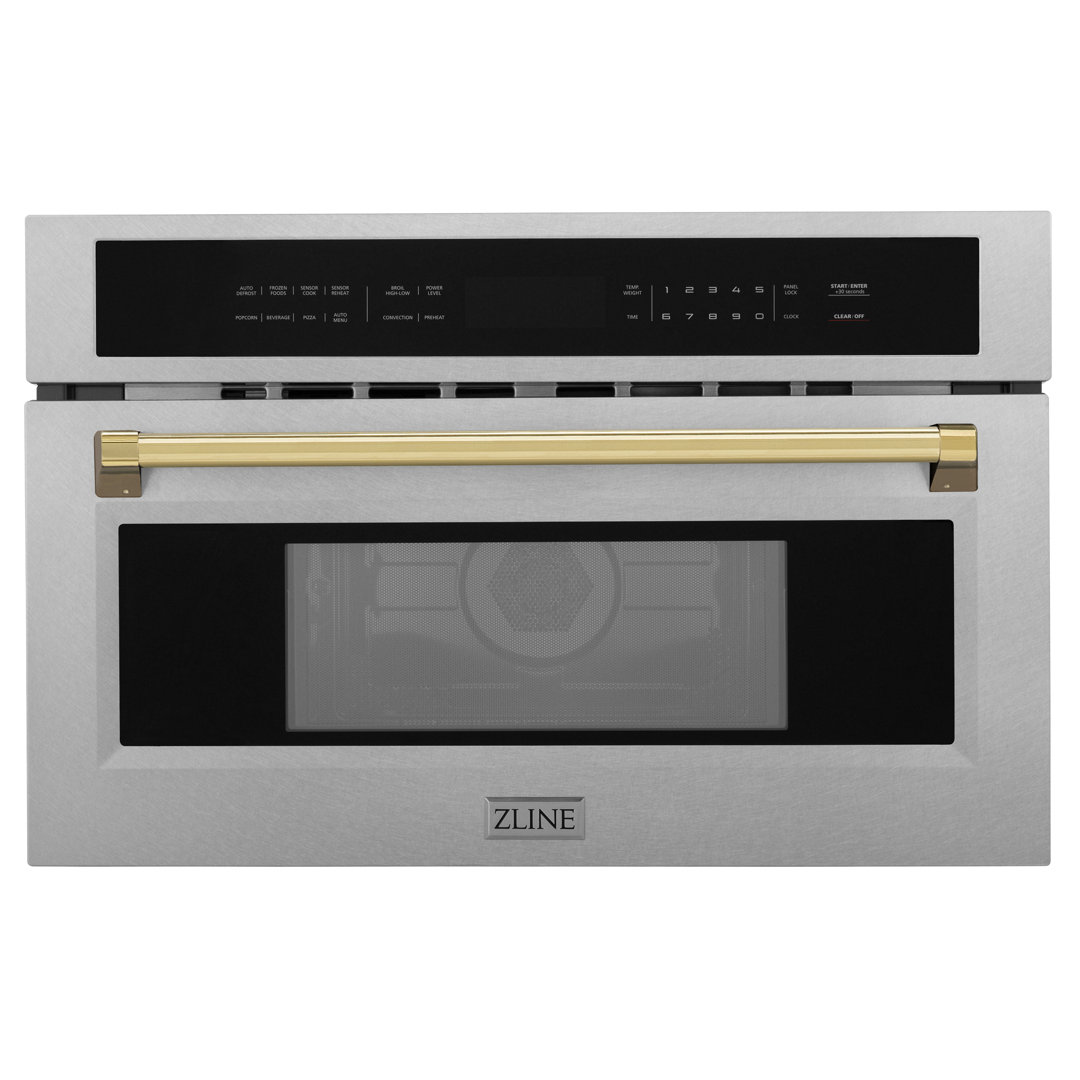 ZLINE Autograph Edition 30 in. 1.6 cu ft. Built-in Convection Microwave Oven in Satin Stainless Steel ZLINE Accent