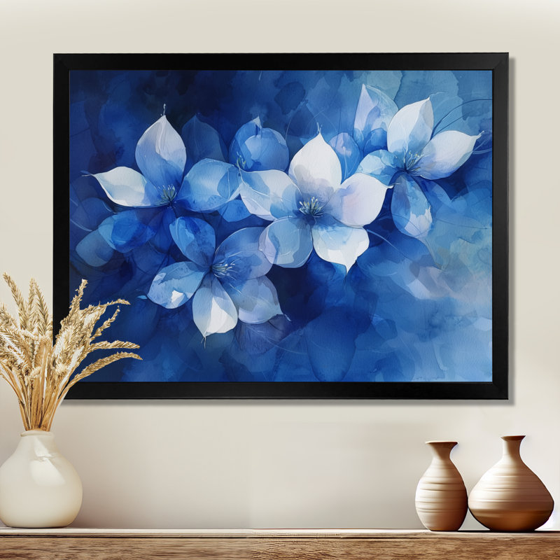 Jacionna bleu blanc délicat cornouiller pétales de fleurs I - cornouiller art mural, Reproduction encadrée d'une seule photo