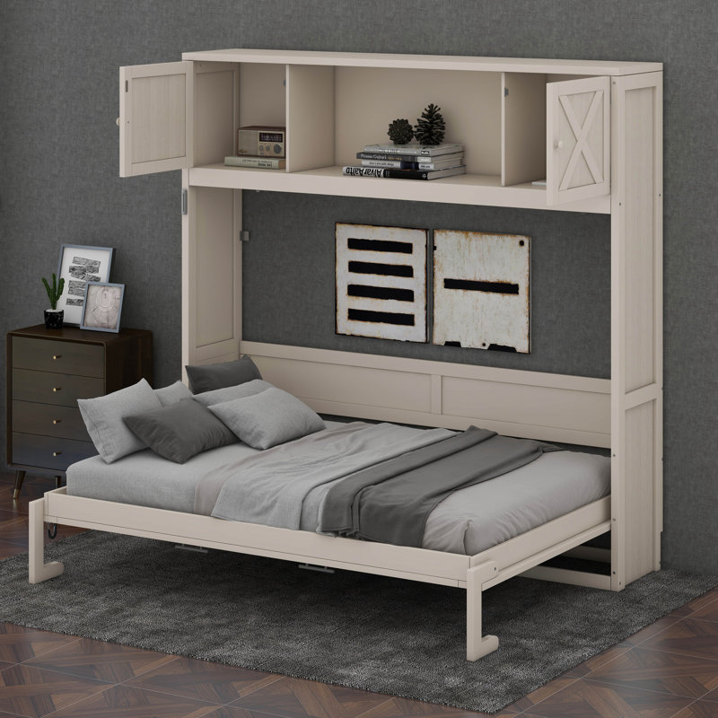 Lit escamotable double avec armoires de rangement