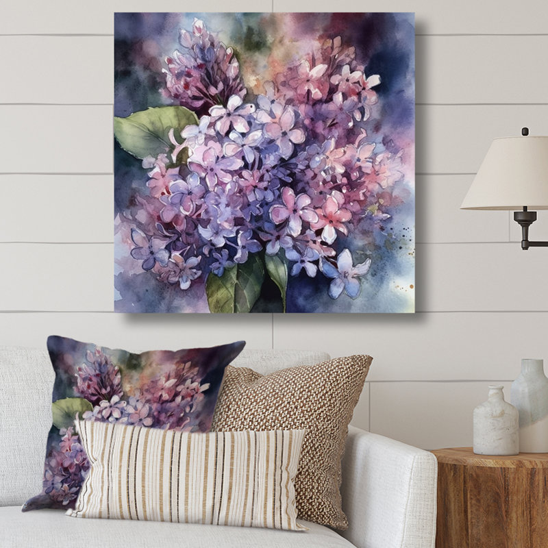 Mauve, vert, lilas III sur toile, H 16 po x l 16 po x P 1 po, Toile tendue
