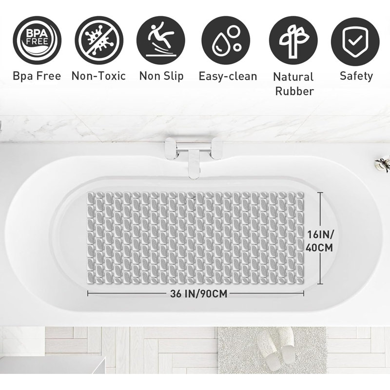 Tapis de douche antidérapant 36 po x 16 po