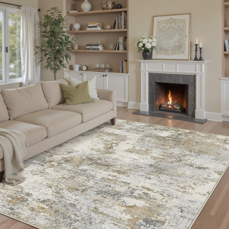 Elroy Modern Abstract Machine Washable Area Rug with Non-Slip Backing, Rectangle 8' x 10'