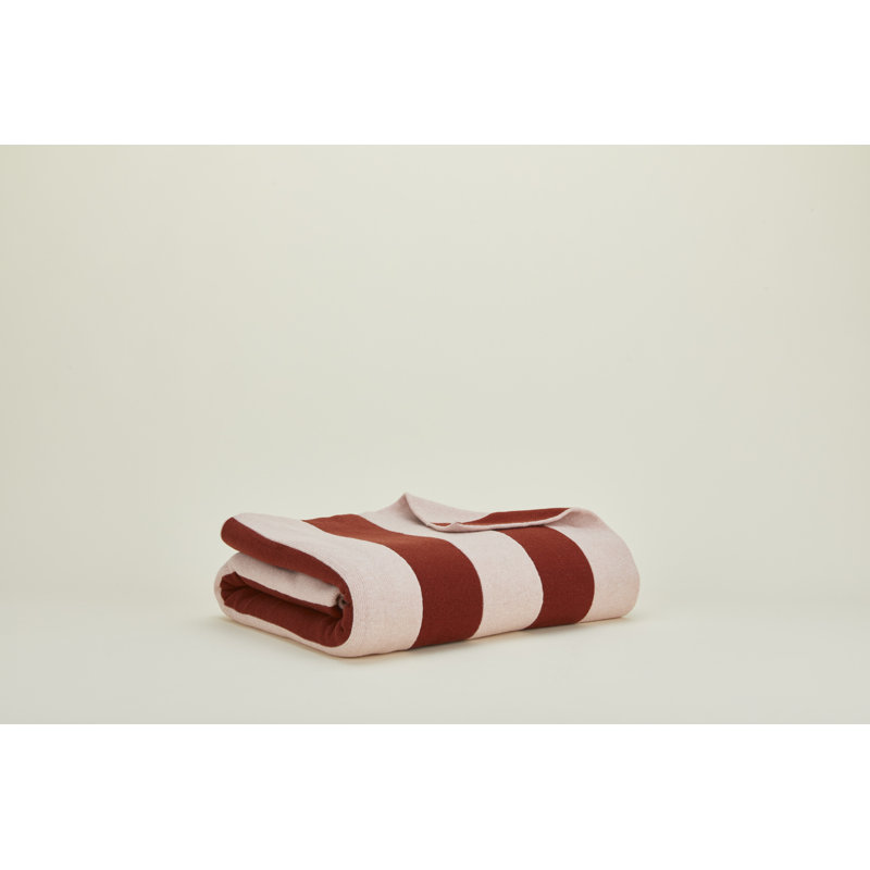 Simple Striped Throw Blanket, Blush/Terracotta