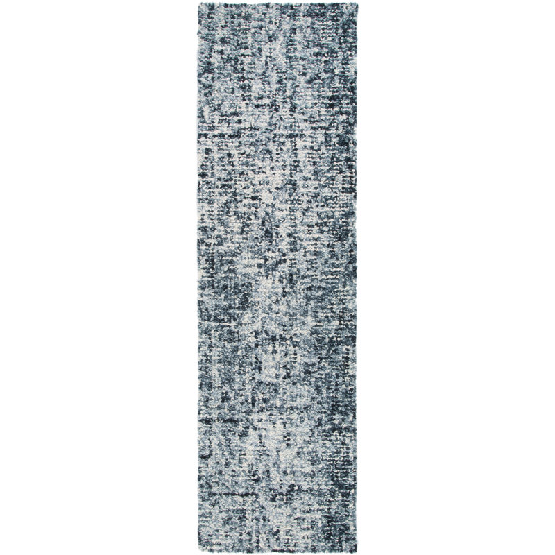 Gelissa Abstract Hand Tufted Wool/Cotton Abstract Rug in Ivory/Black, Runner 2'3" x 8'