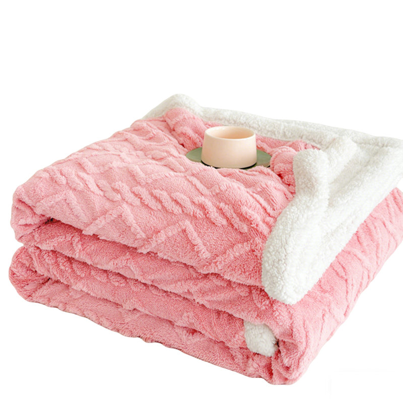 Couverture en molleton rose Sherpa, L 60 po x L 80 po, Rose