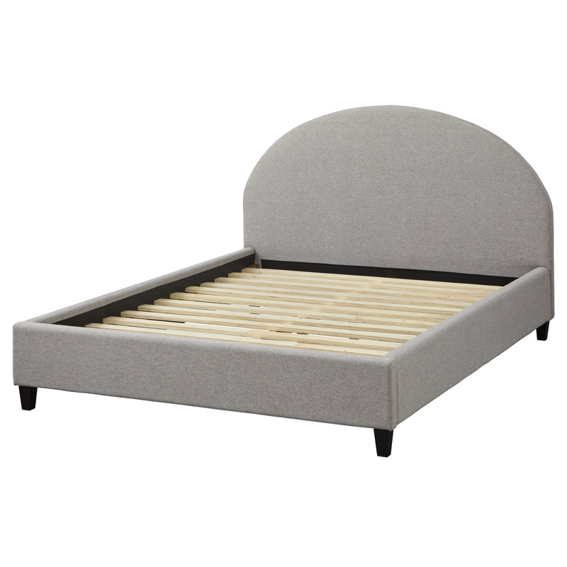 Upholstered Panel Bed, Light Gray