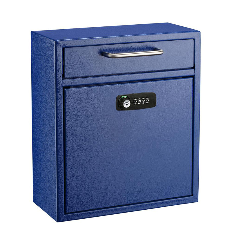 Grande boîte aux lettres murale sécurisée avec serrure à combinaison, Bleu, H 12 po x l 10,4 po x P 4,5 po