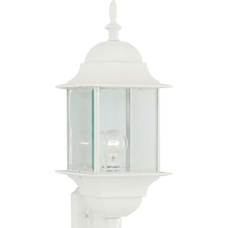 Cocuzzo 1-Light Outdoor Cast Aluminum White Wall Mount Wall Sconce Wall Lantern with Clear Beveled Glass, White