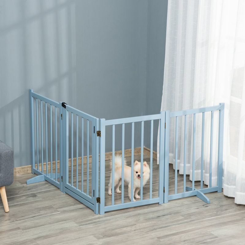 Free Standing Pet Gate With Door, Grey