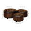 Ademide Dark Brown Wood Ottoman Set with Tufted Top