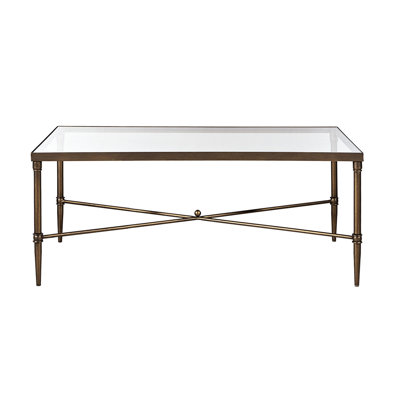 Table basse de véranda en métal avec cadre en verre trempé de couleur bronze de 5 mm, l 44 po x P 24,18 po, à assembler